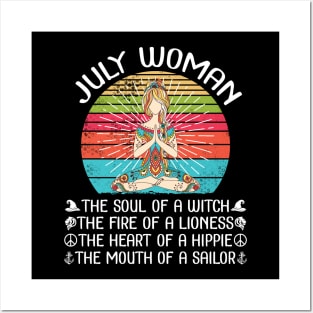 July Woman The Soul Of A Witch The Fire Of A Lionesss The Heart Of A Hippie The Mouth Of A Sailor Posters and Art